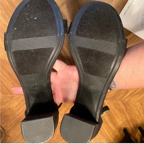 Black Suede Chunky High Heels - Picture 3 of 3